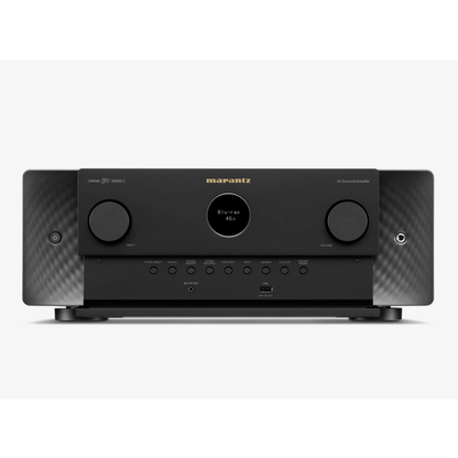 Front view of Marantz Cinema 50 Series 2 9.4 Channel AV Receiver with panel down