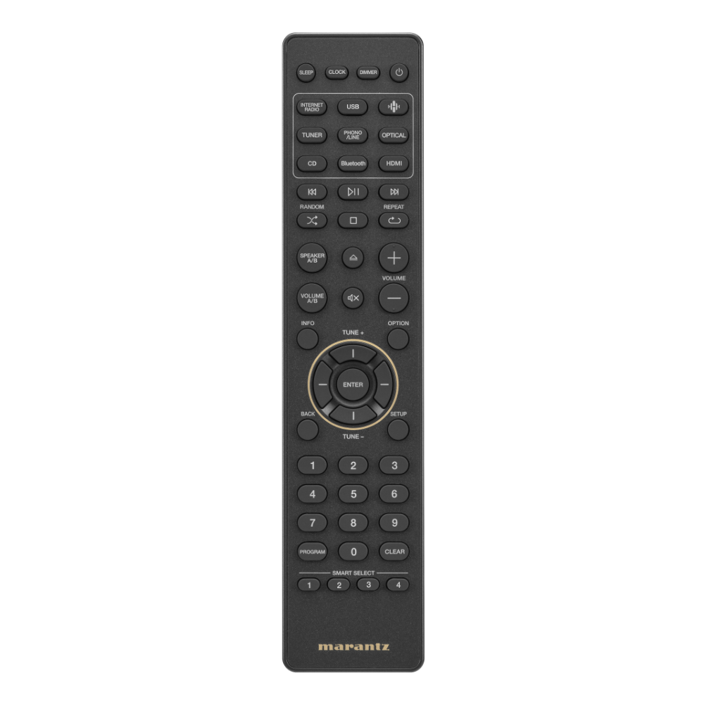 Black Marantz MCR-60N Compact All-In-One Hi-Fi System remote control