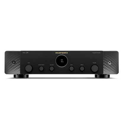 Front of black Marantz Model 70 Integrated Amplifier on white background
