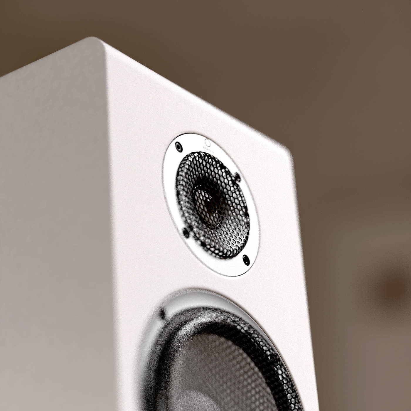 White speaker with a blurred background