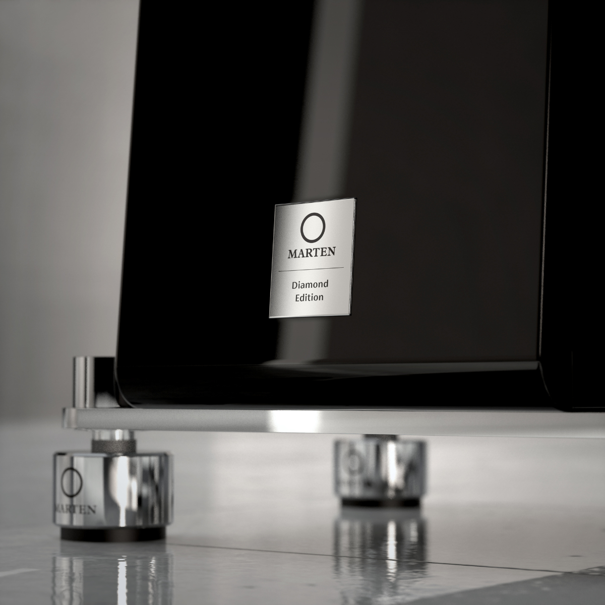 Marten diamond edition faucet on a reflective surface