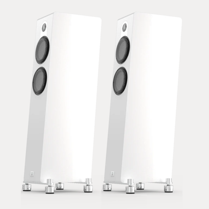 Pair of white Marten Parker Trio Floorstanding Speakers