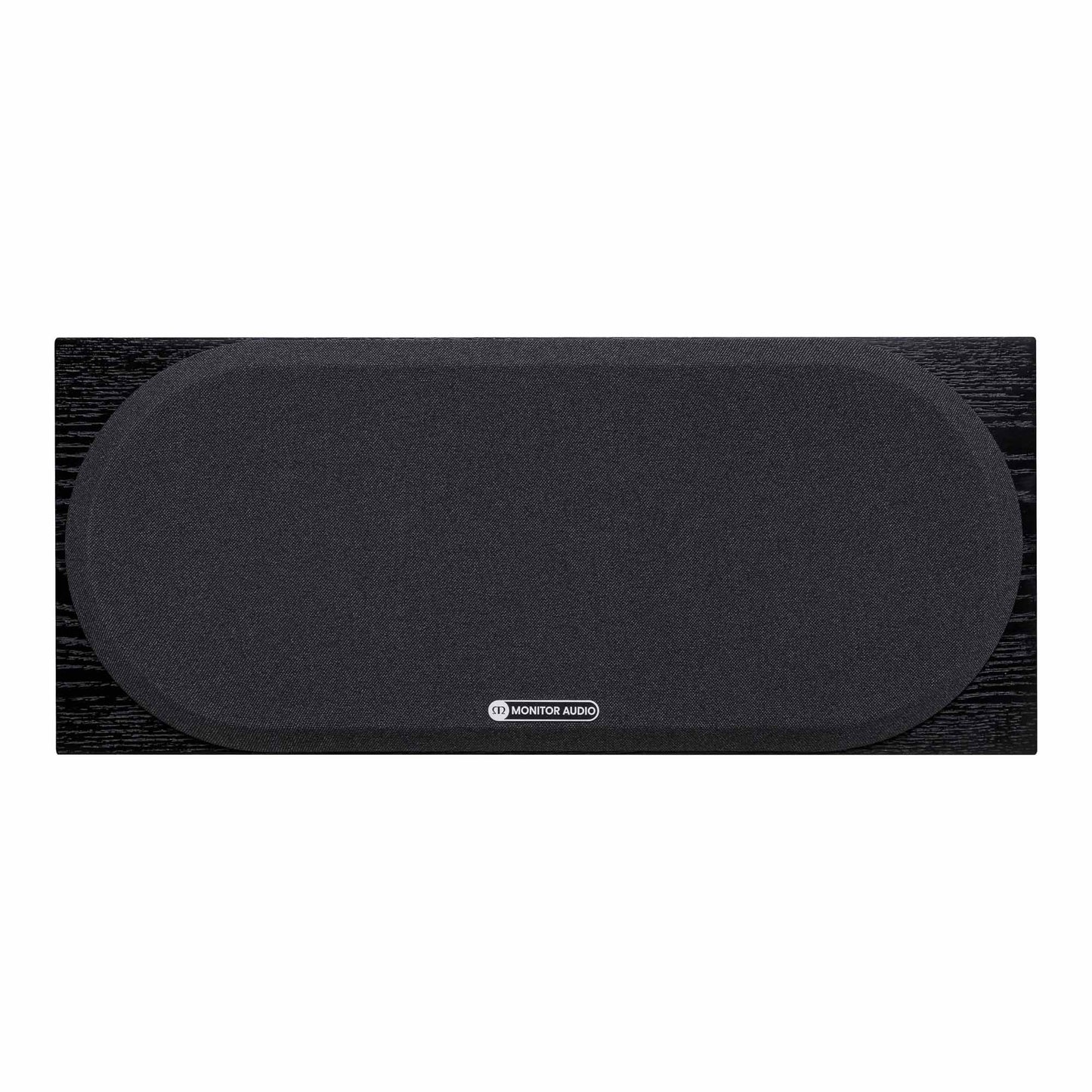 Black speaker grille with Monitor Audio logo on a white background
