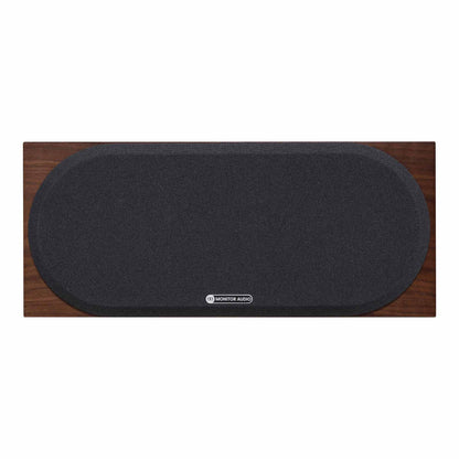 Black speaker with a wooden frame on a white background