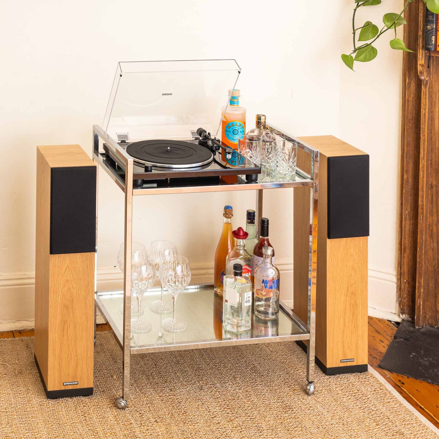 Music Hall Turntable and speakers with cocktail table