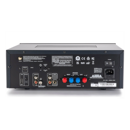 Back view of NAD C 3030 Stereo Integrated Amplifier on white background