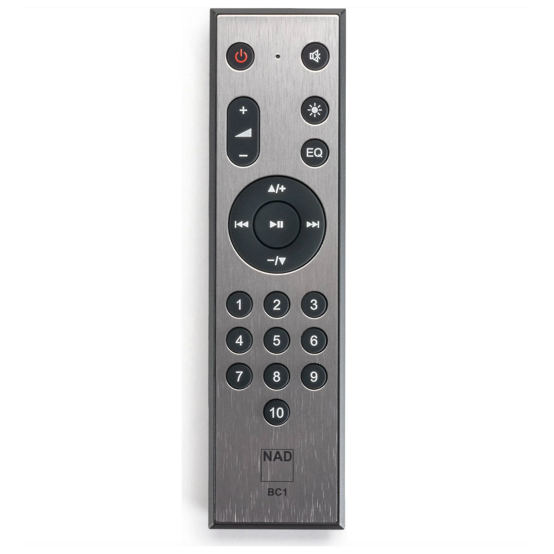 Silver Remote for the NAD C 3030 on white background