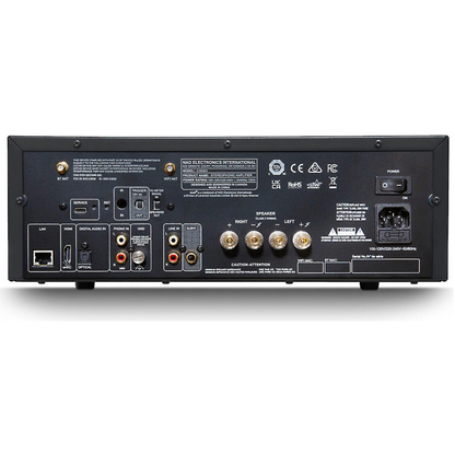 Back panel of NAD C 3030S Stereo Integrated Amplifier on white background