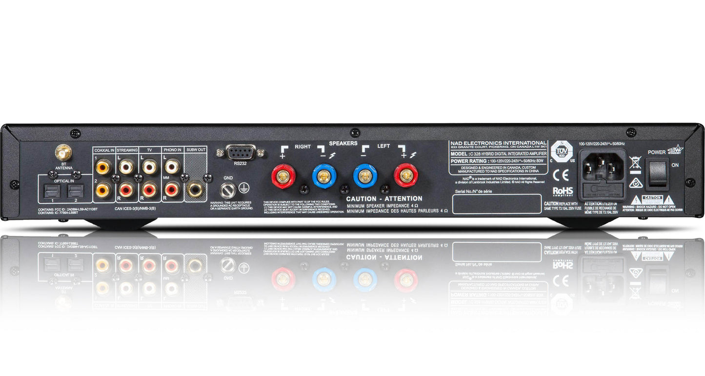 NAD C328 Stereo Amplifier - Rear panel connections