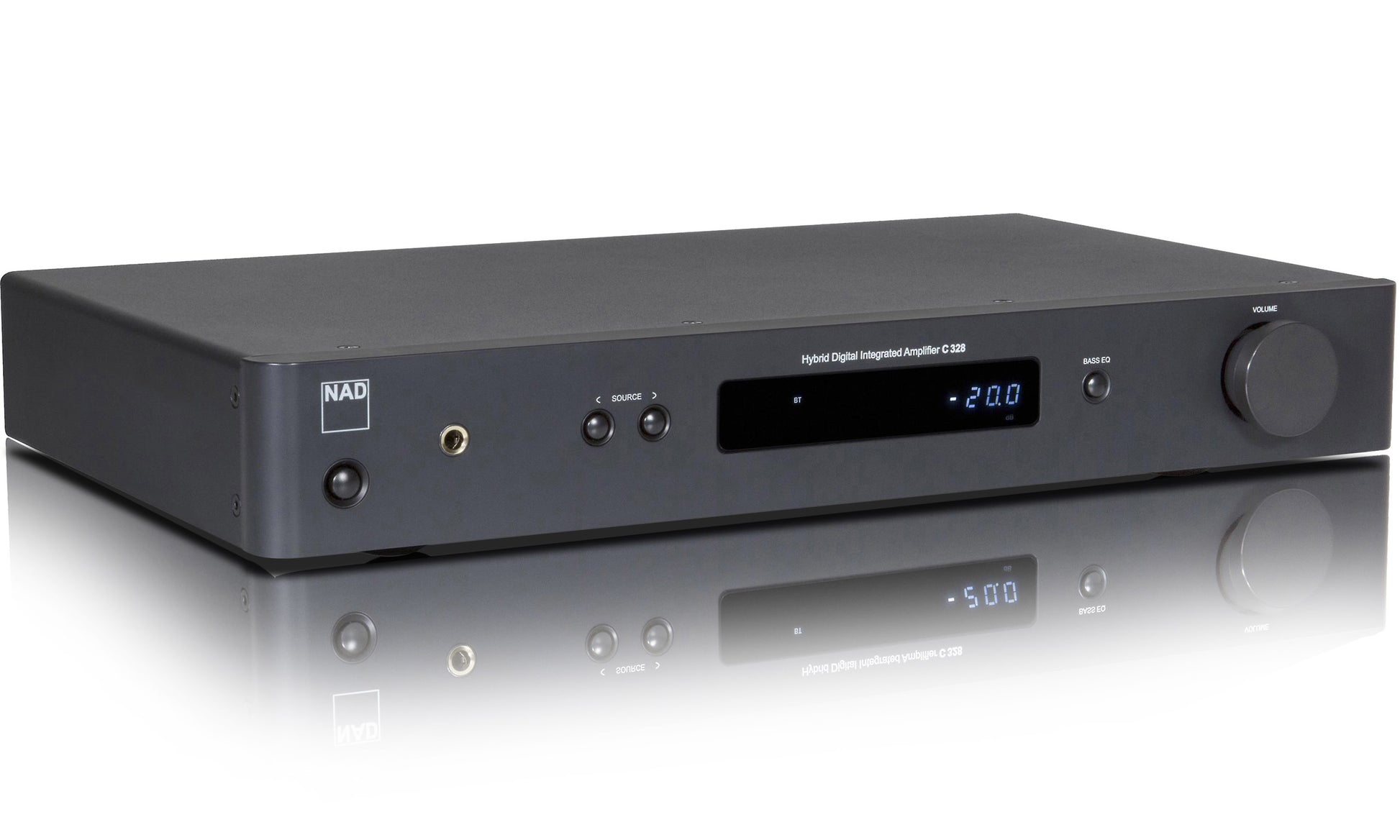 NAD C328 Stereo Amplifier - Front angle view.