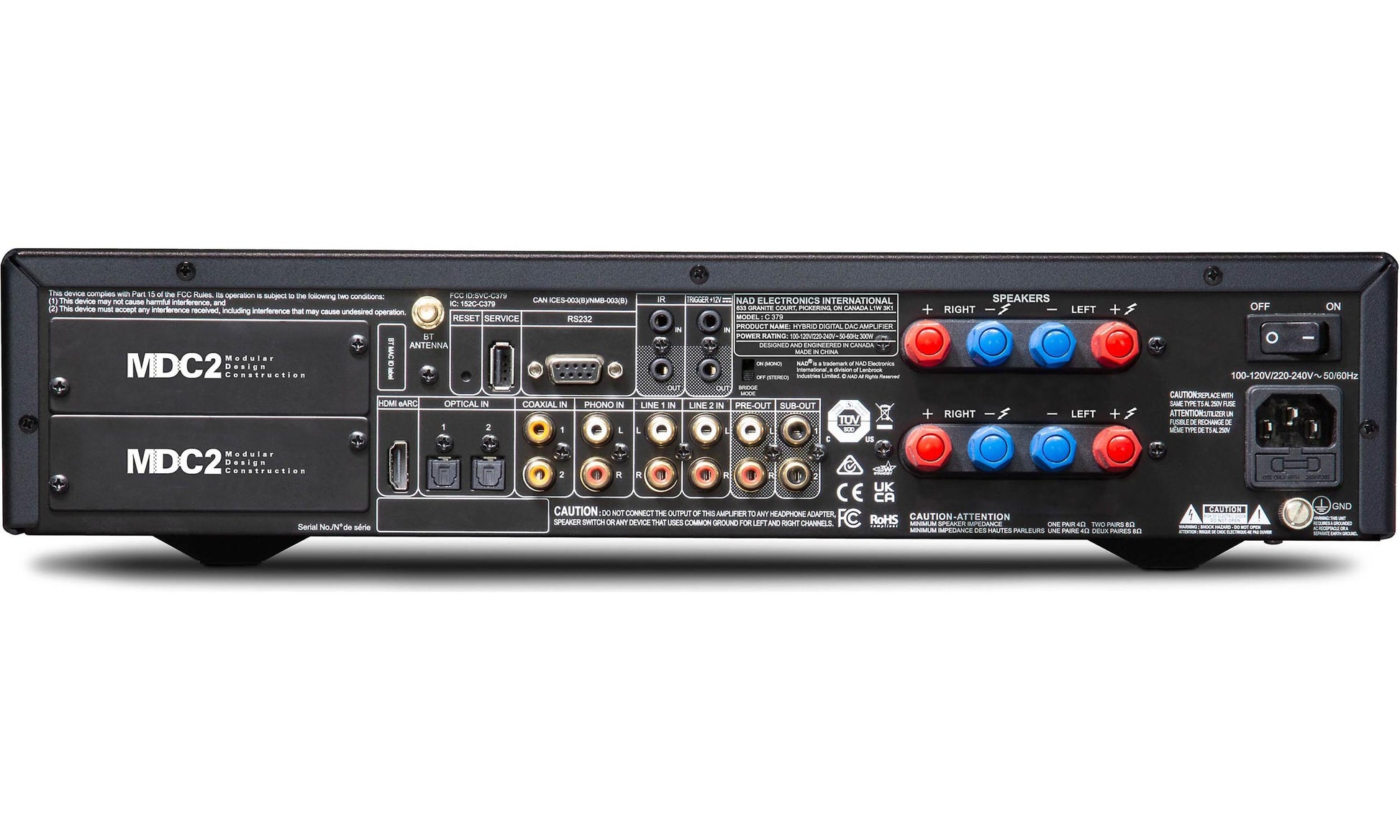 NAD C379 Integrated Amplifier DAC - Rear Connections