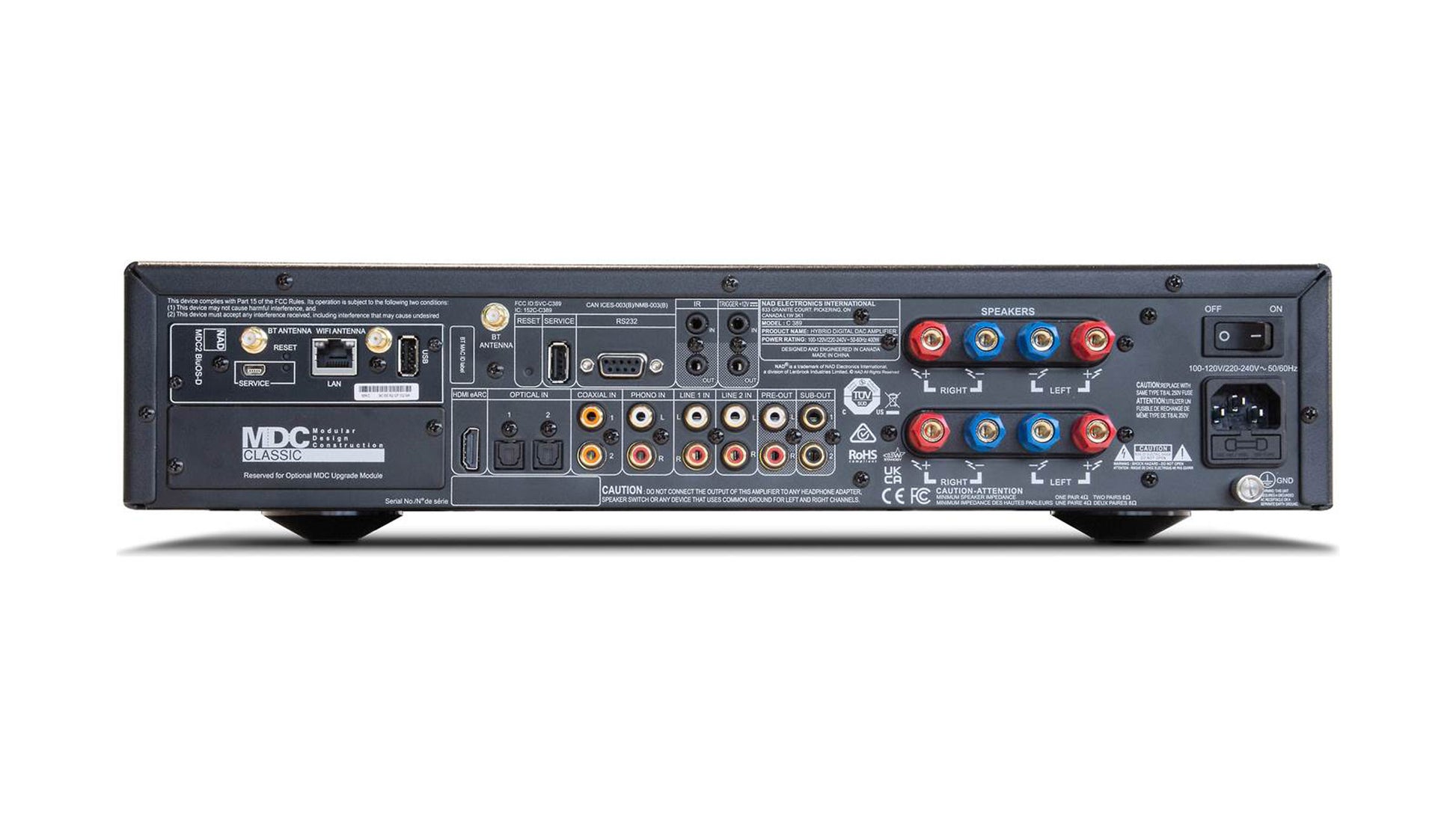 NAD C389 BluOS-D Streaming Amplifier DAC - HDMI eARC for TV Sound
