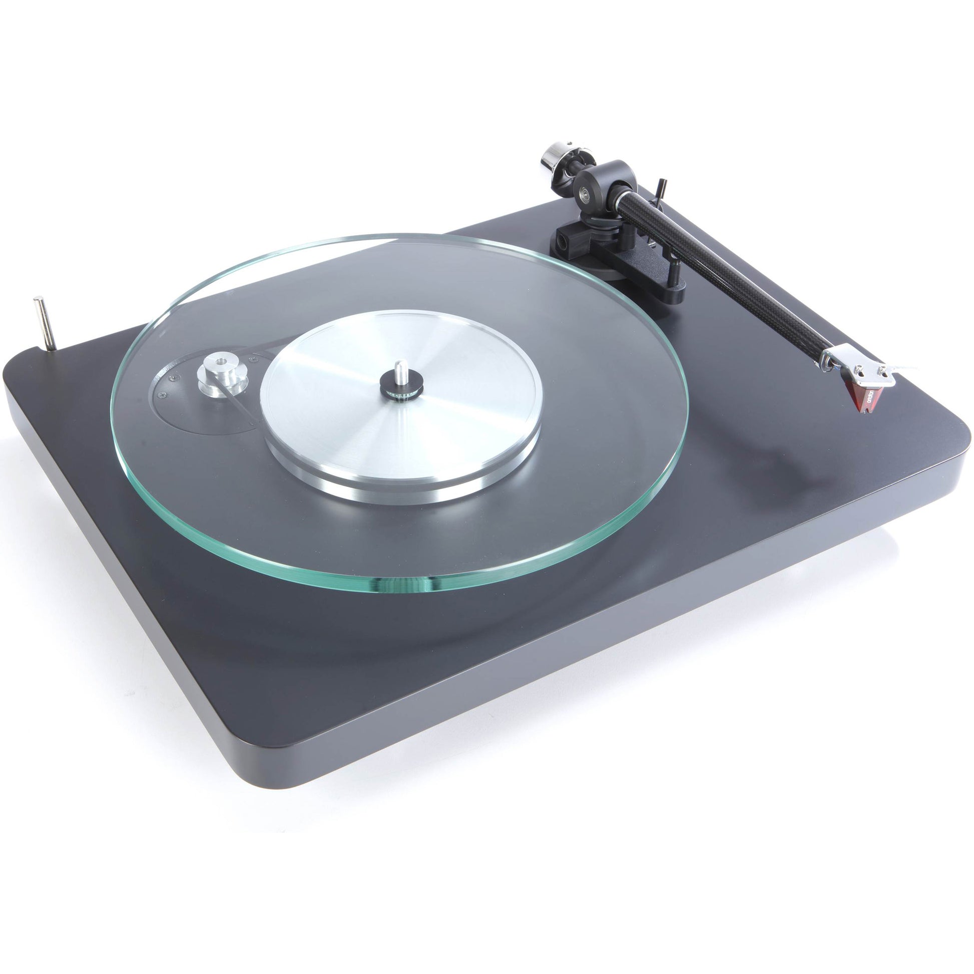 Heavy glass platter improves speed stability