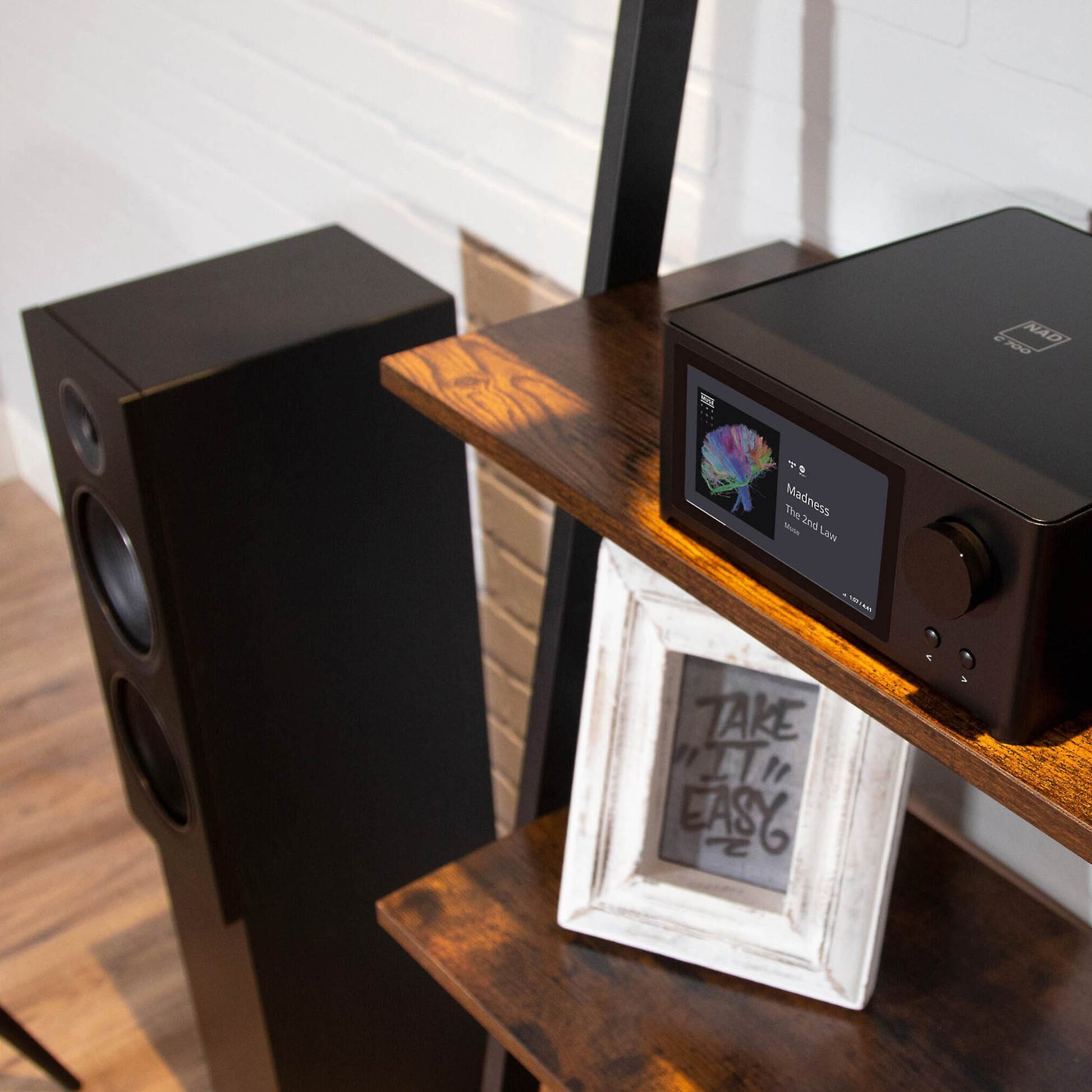 Streaming Amplifier shown with optional speaker