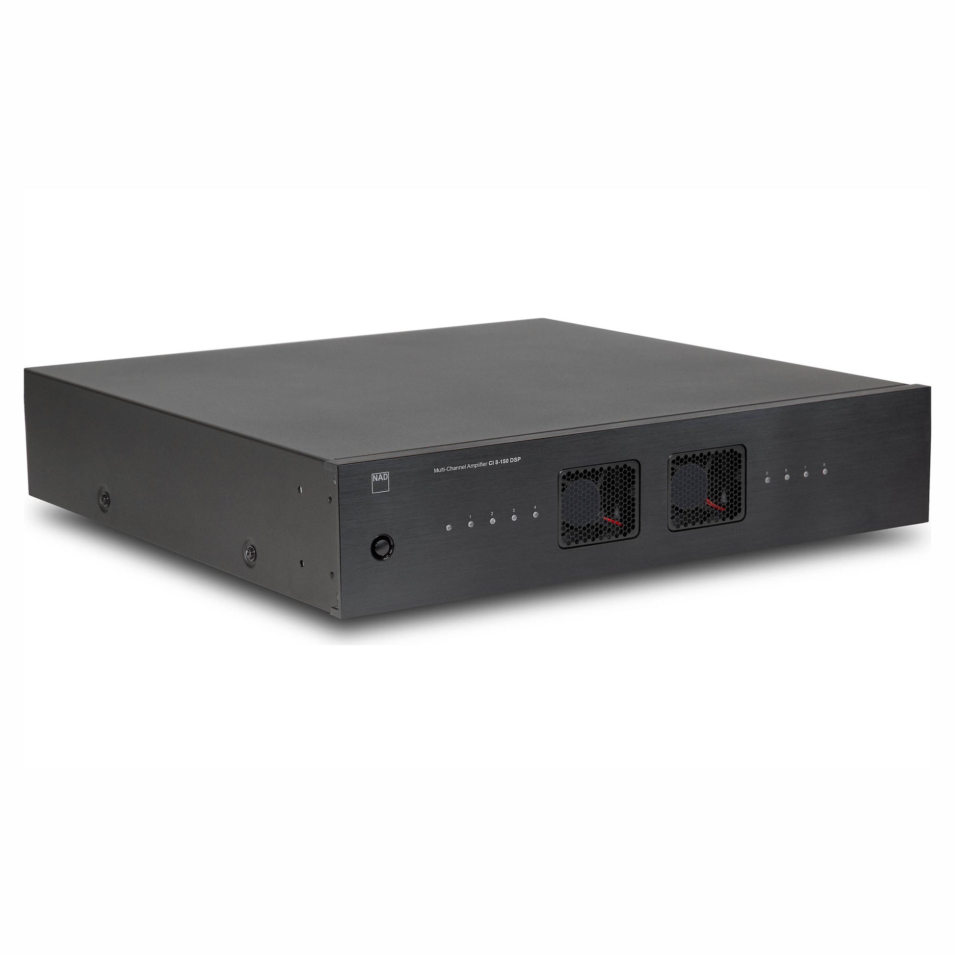 Angle of NAD CI 8-150 DSP 8 Channel Amplifier on white background