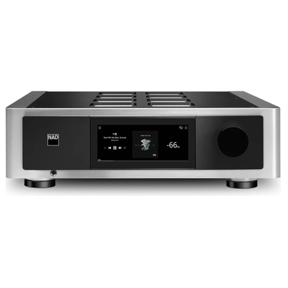 Front view of NAD Masters M33 V2 BluOS Streaming DAC Amplifier on white background