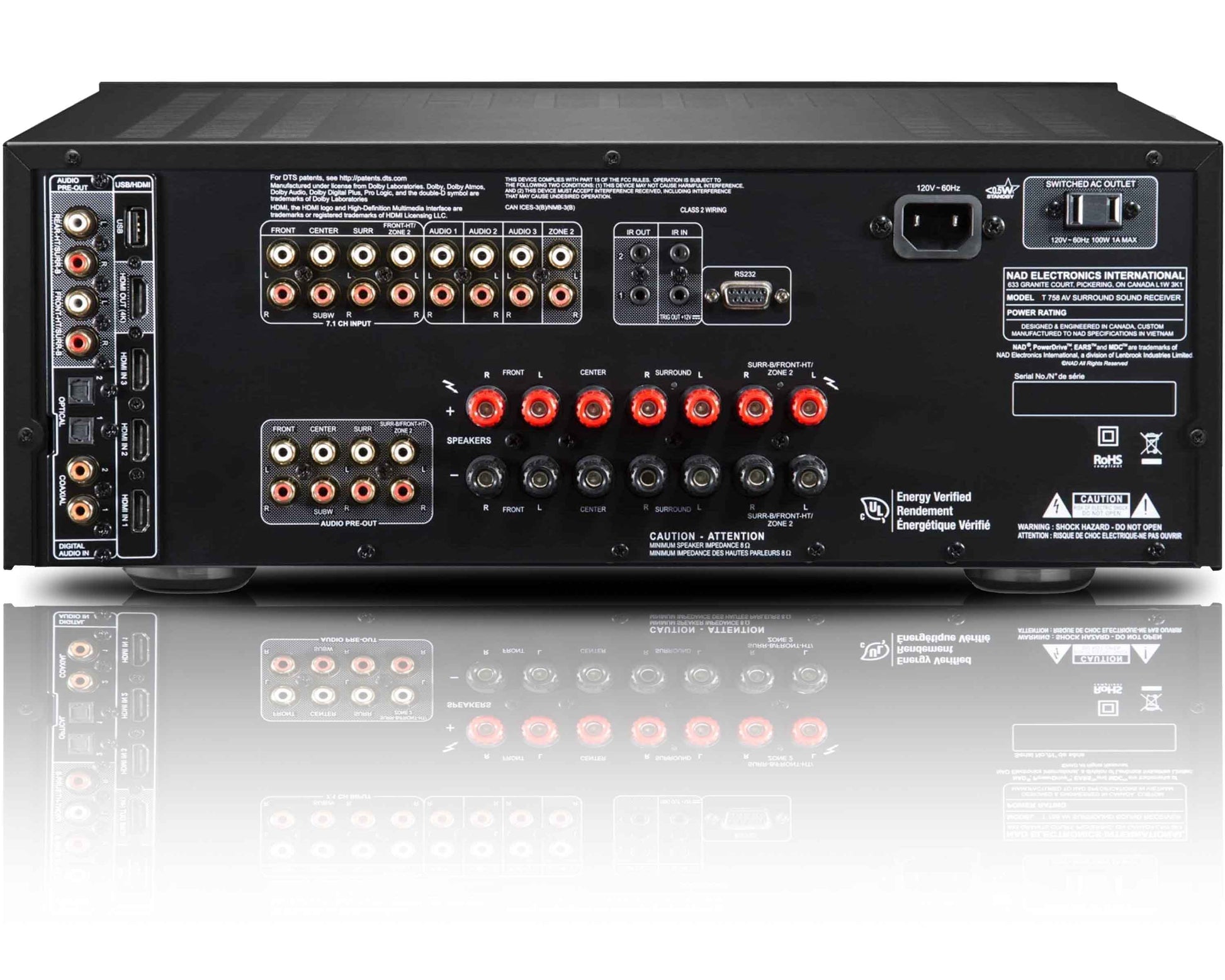 NAD T758 V3i - Rear panel connections