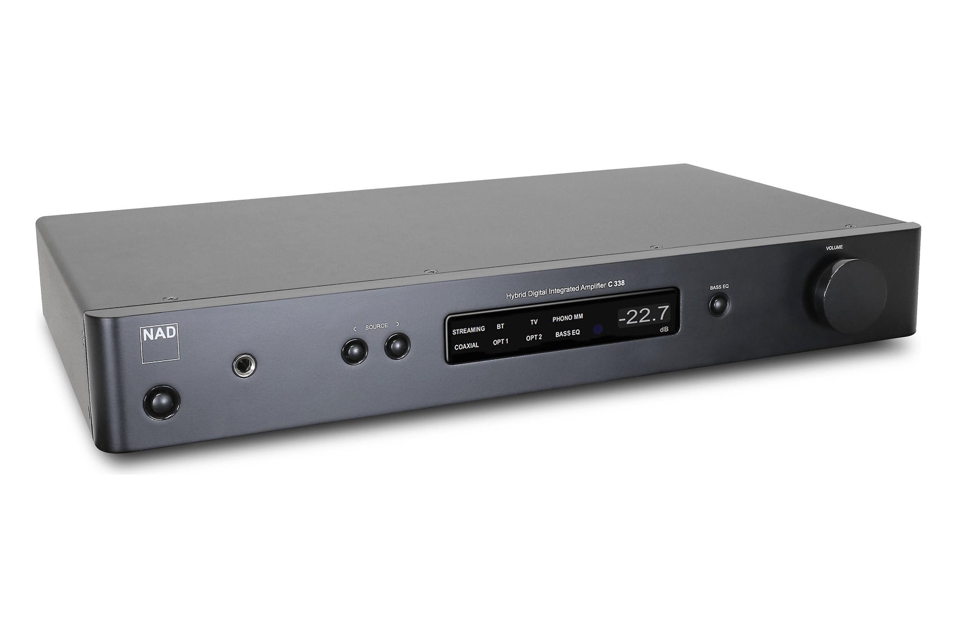 NAD C338 Stereo Integrated Amplifier - Front angle view.