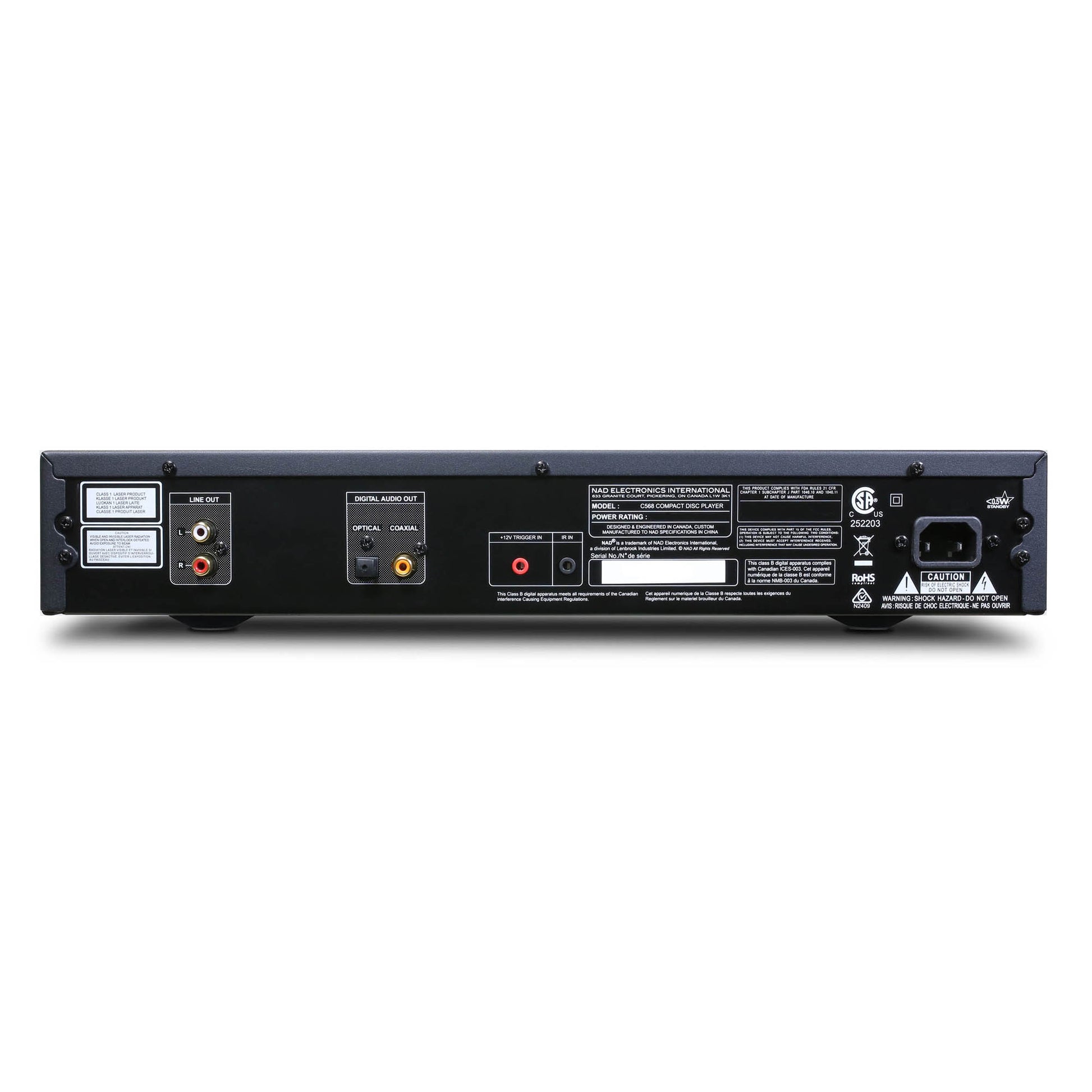 Back panel of NAD C568 CD Player
