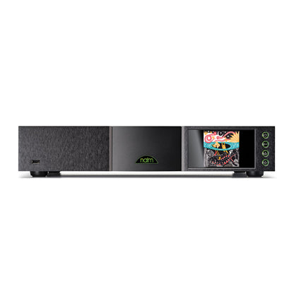 Front view of Naim NDX 2 Network Player with screen display on white background