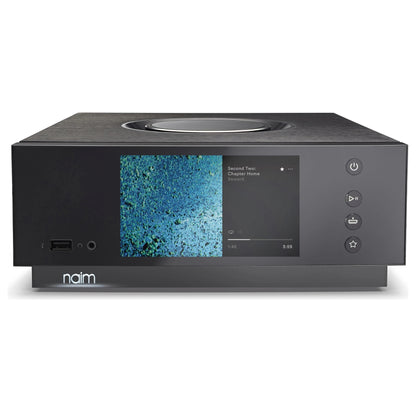 Front view of Naim Uniti Atom Streaming Amplifier with screen on