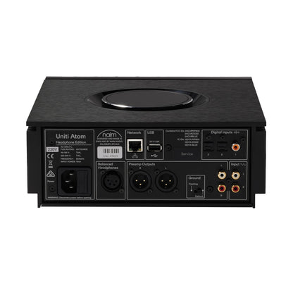 Back panel of Naim Uniti Atom Headphone Edition Network Music Player on white background
