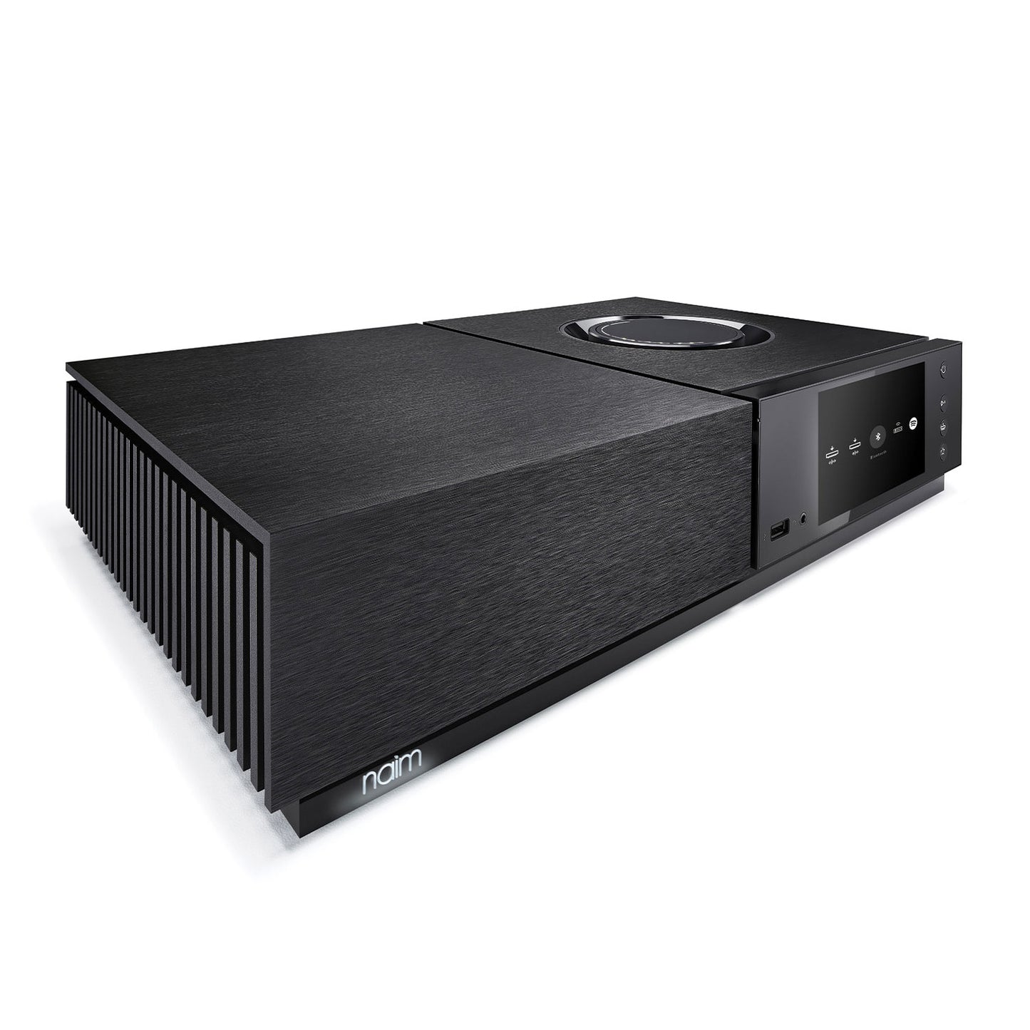 Angle view of Naim Uniti Nova Streaming Amplifier on white background