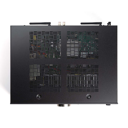 Top view of black Onkyo A-50 Network Integrated Amplifier