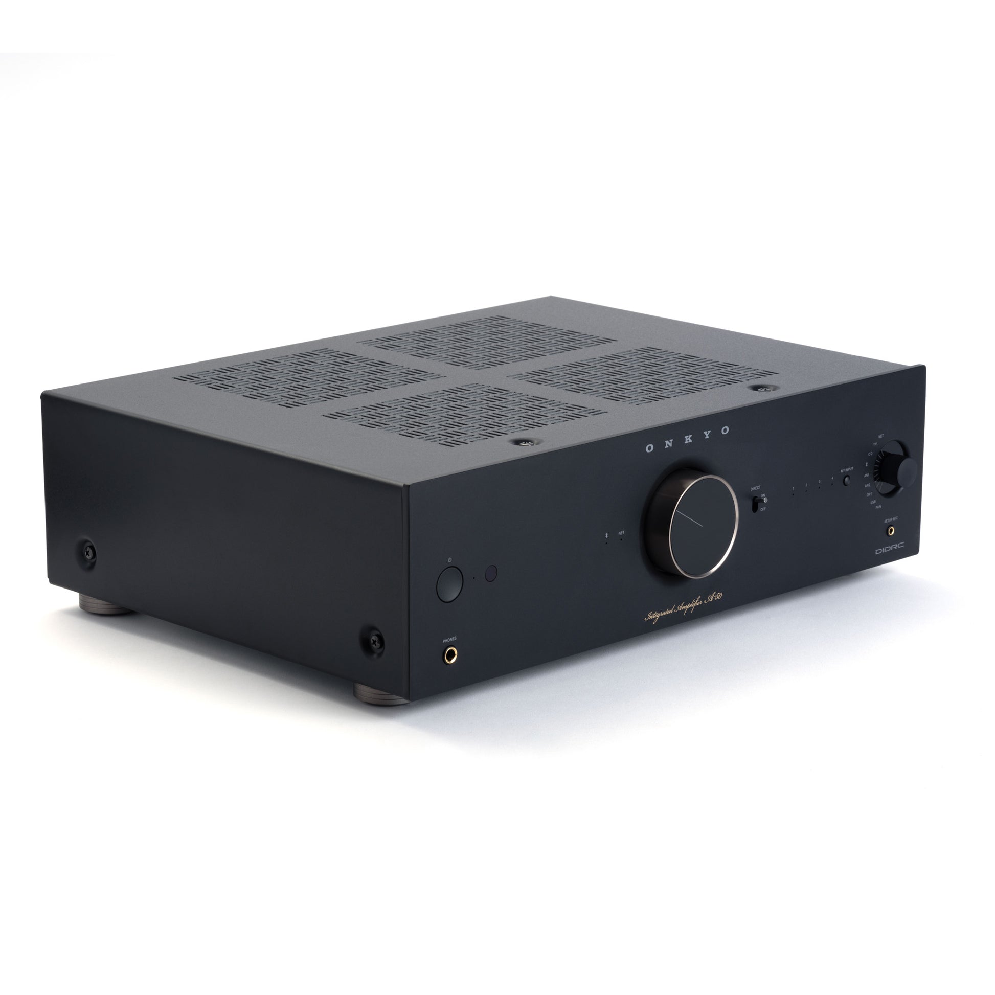 Black Onkyo A-50 Network Integrated Amplifier on angle view