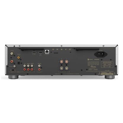 Back view of an Onkyo audio component on a white background