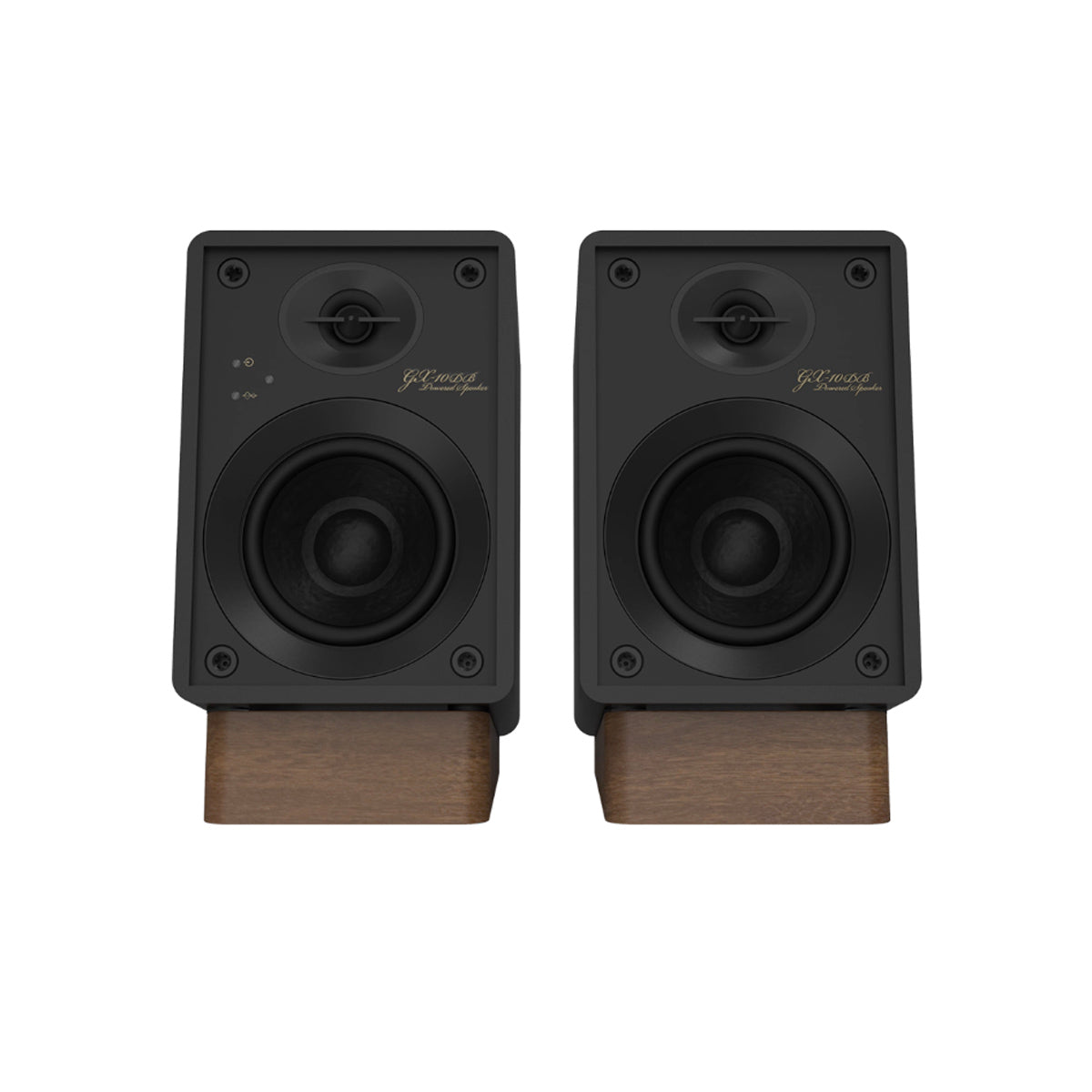 Front of black Onkyo GX-10DB Powered Monitors
