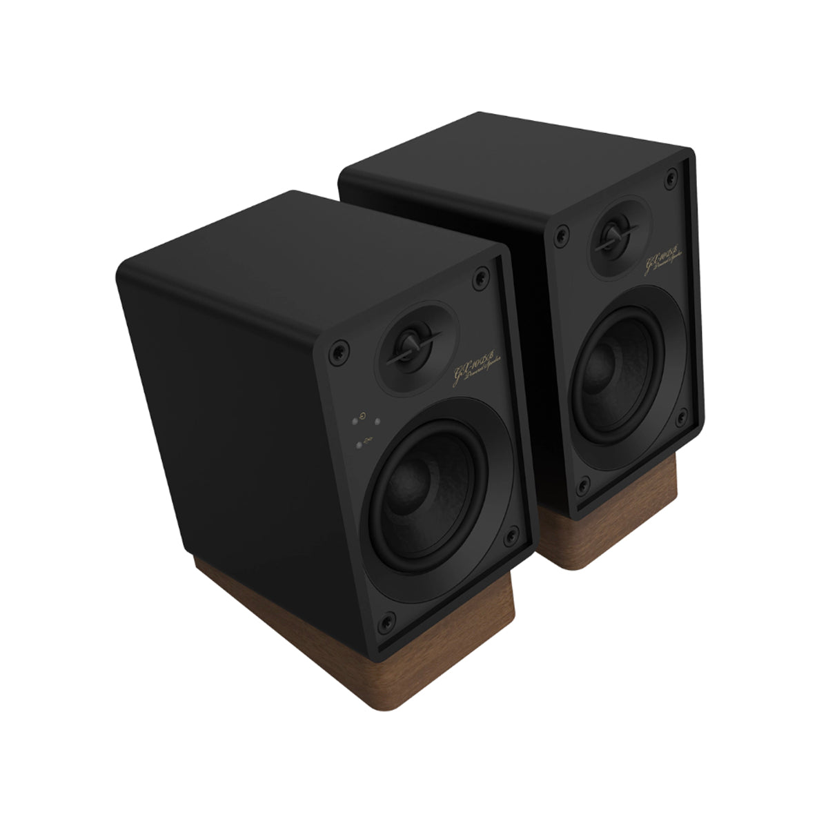 Angle view of Onkyo GX-10DB Powered Monitors in black