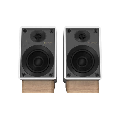 Front view of Onkyo GX-10DB Powered Monitors in white