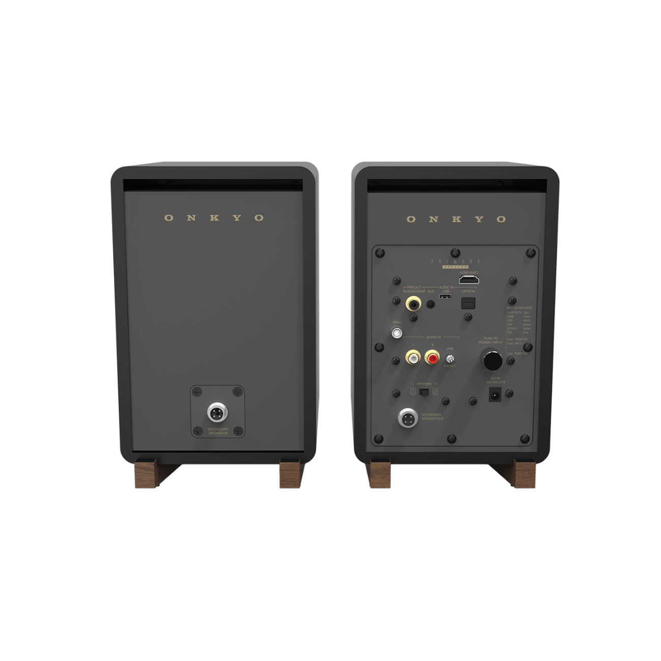 Back of black Onkyo GX-30ARC Powered Monitors