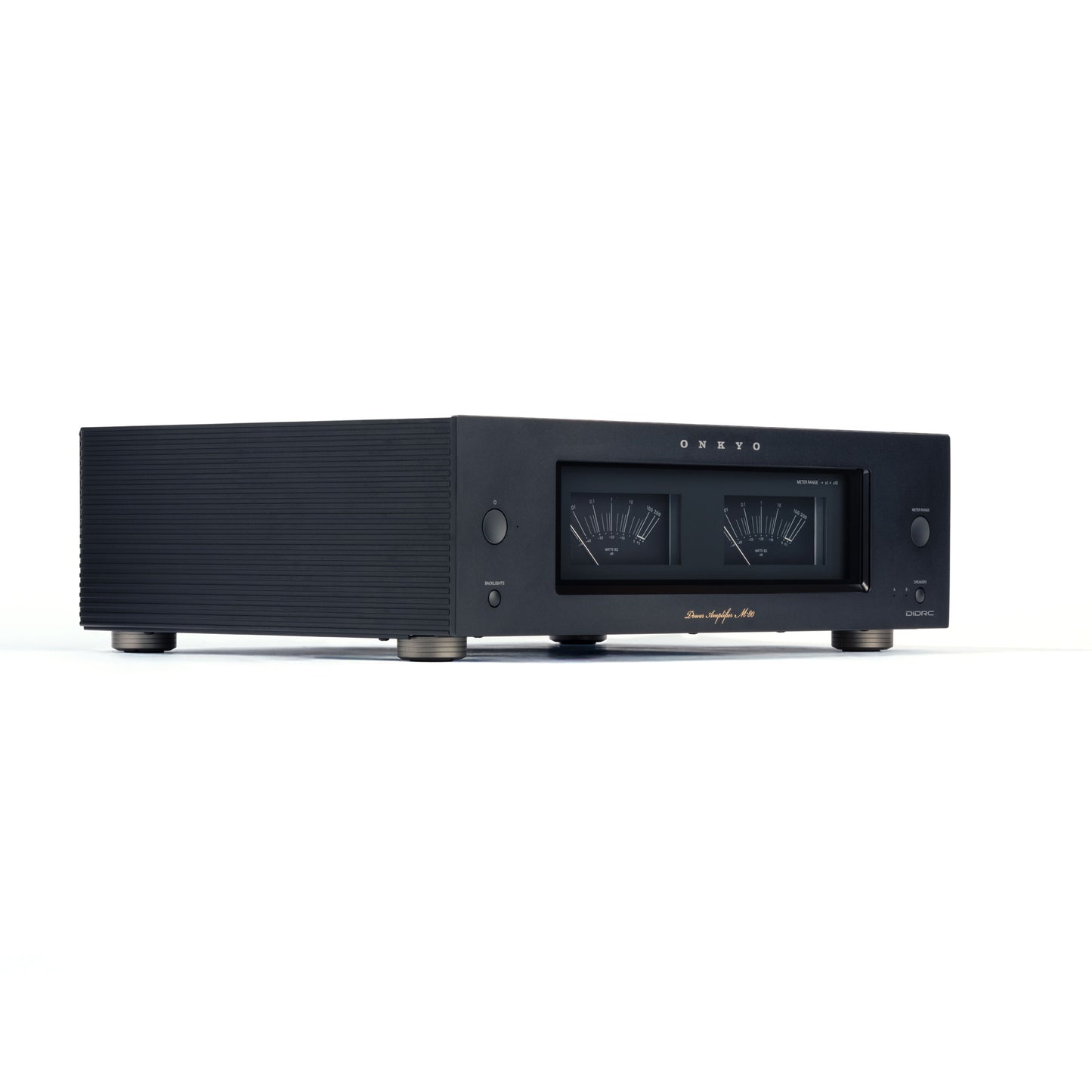 Angle of black Onkyo M-80 Power Amplifier