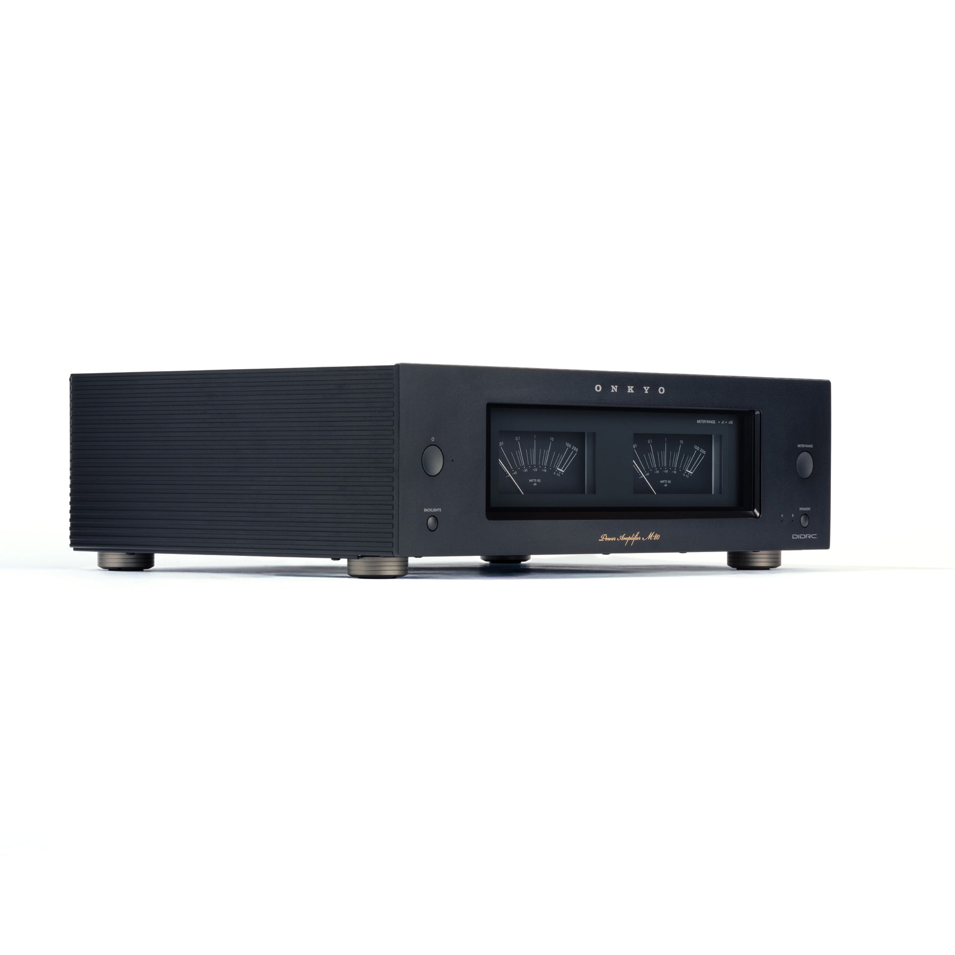 Angle of black Onkyo M-80 Power Amplifier