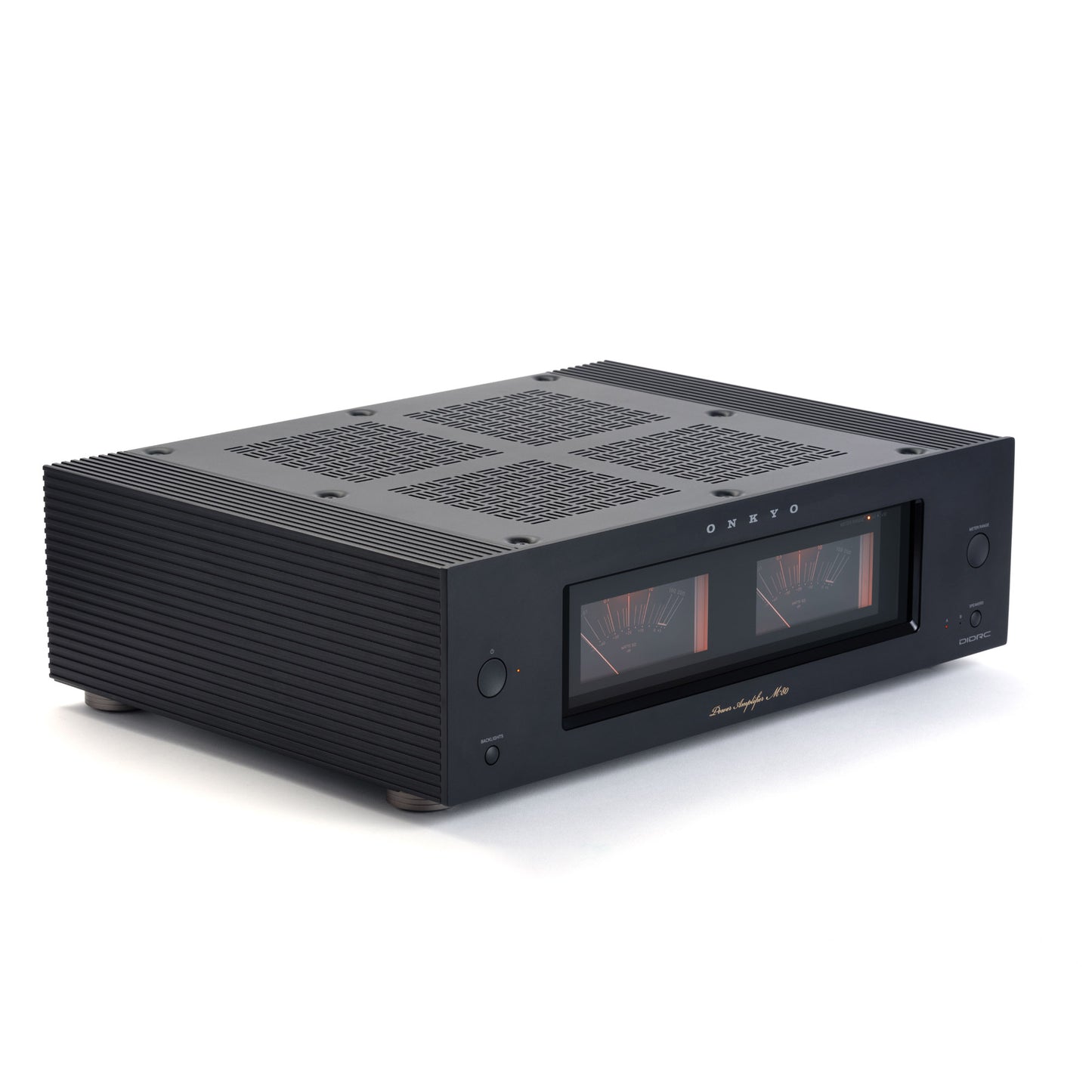 Angle of black Onkyo M-80 Power Amplifier