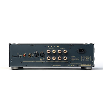 Back panel of black Onkyo M-80 Power Amplifier