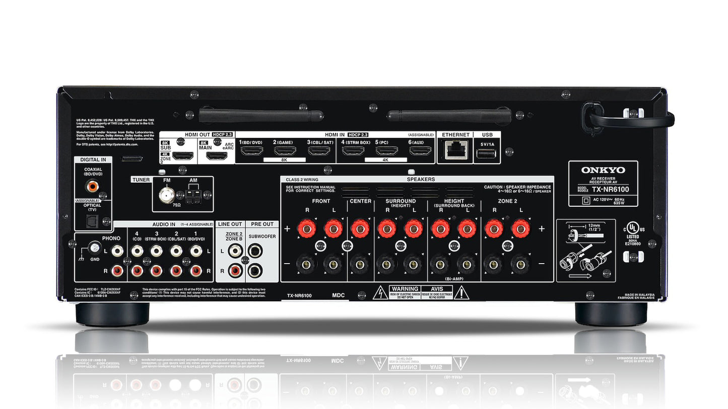 Onkyo TX-NR6100 8K Home Theatre Receiver - 4 Analogue Stereo RCA Line-Level Audio Inputs