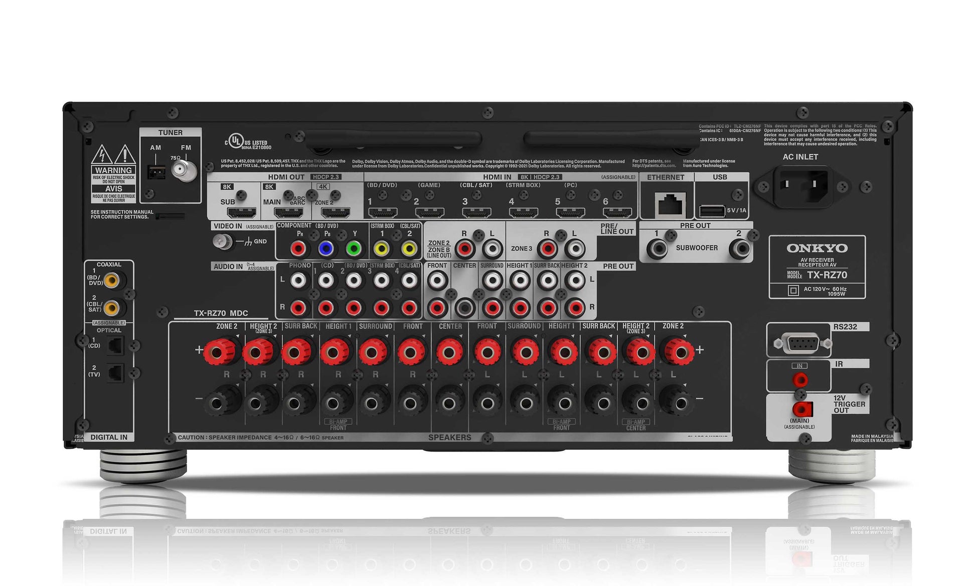 Onkyo TX-RZ70 8K Home Theatre Receiver - Rear