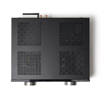 Top of black Onkyo Muse Y-50 Network Integrated Amplifier on white background