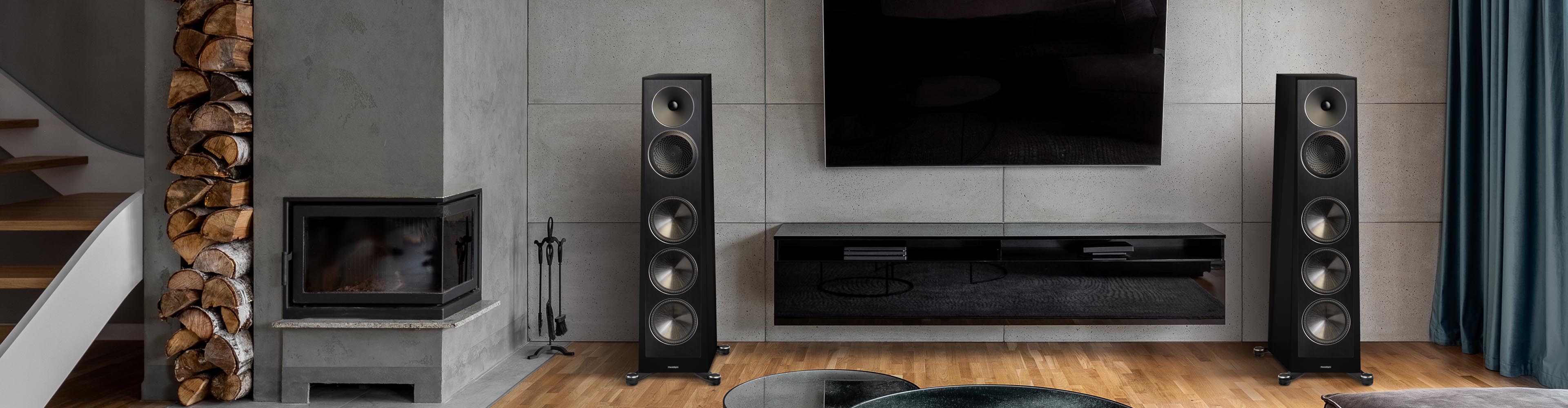 Paradigm Floorstanding Speakers in room with tv