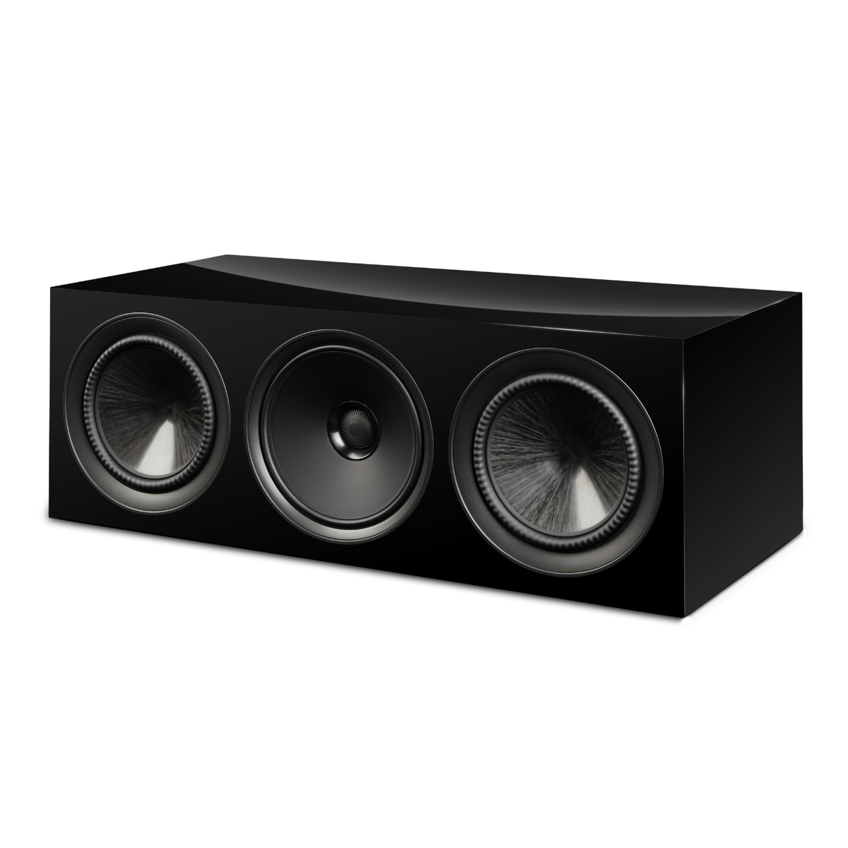 Black Paradigm Premier 520LCR Speaker with no grille on white background