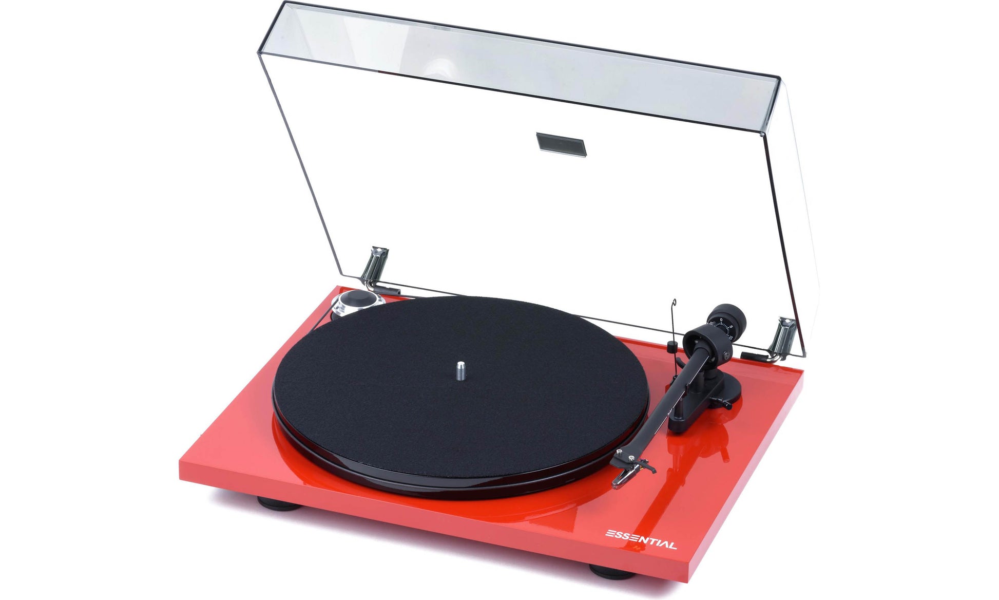 This longer, round profile Belt is designed to fit on a turntable like this Pro-Ject Essential where the motor is mounted next to the main platter