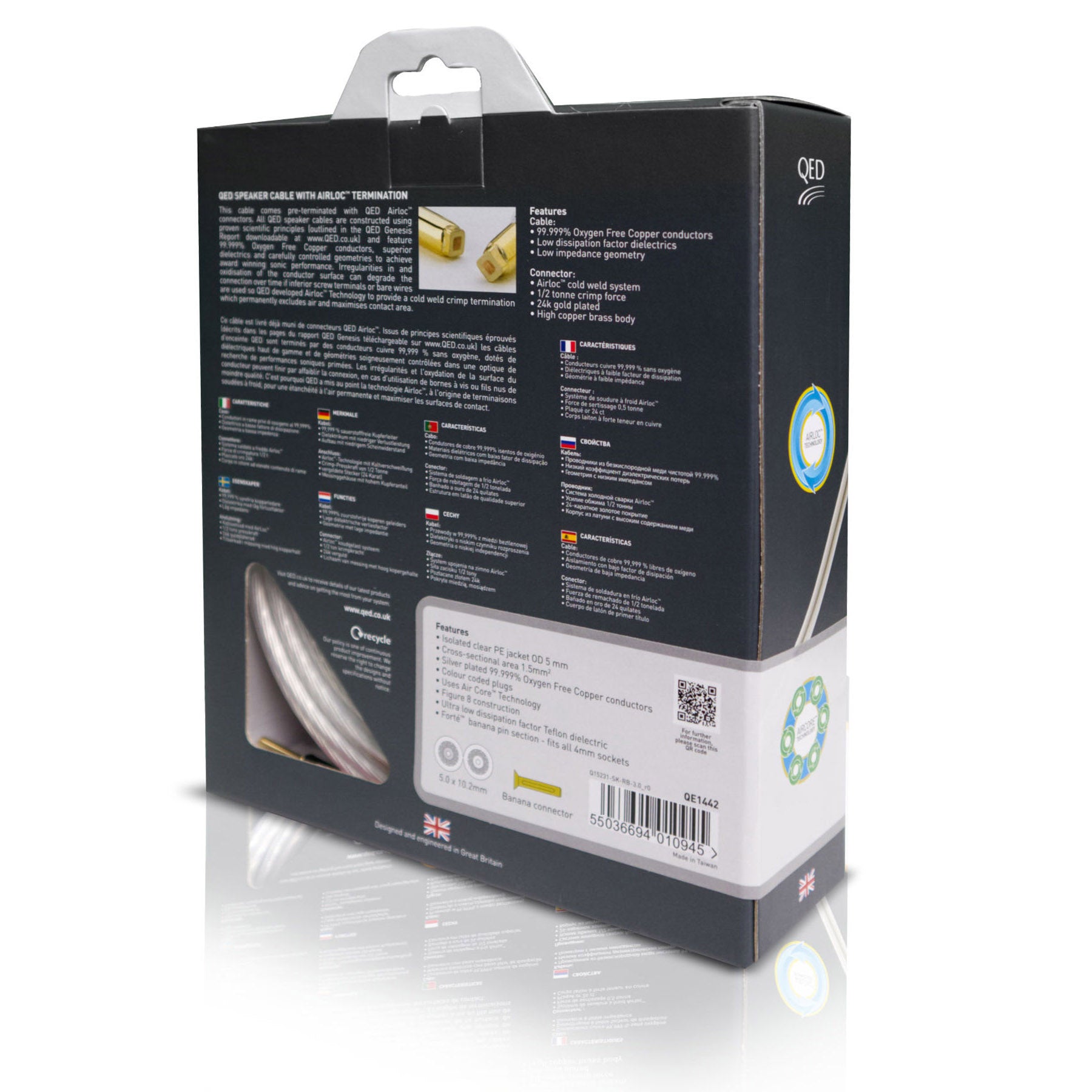 QED Revelation Speaker Cable - Includes quality packaging (rear of box)