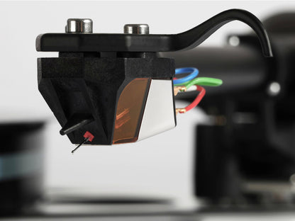 Close-up of a Rega ND9 cartridge with a blurred background