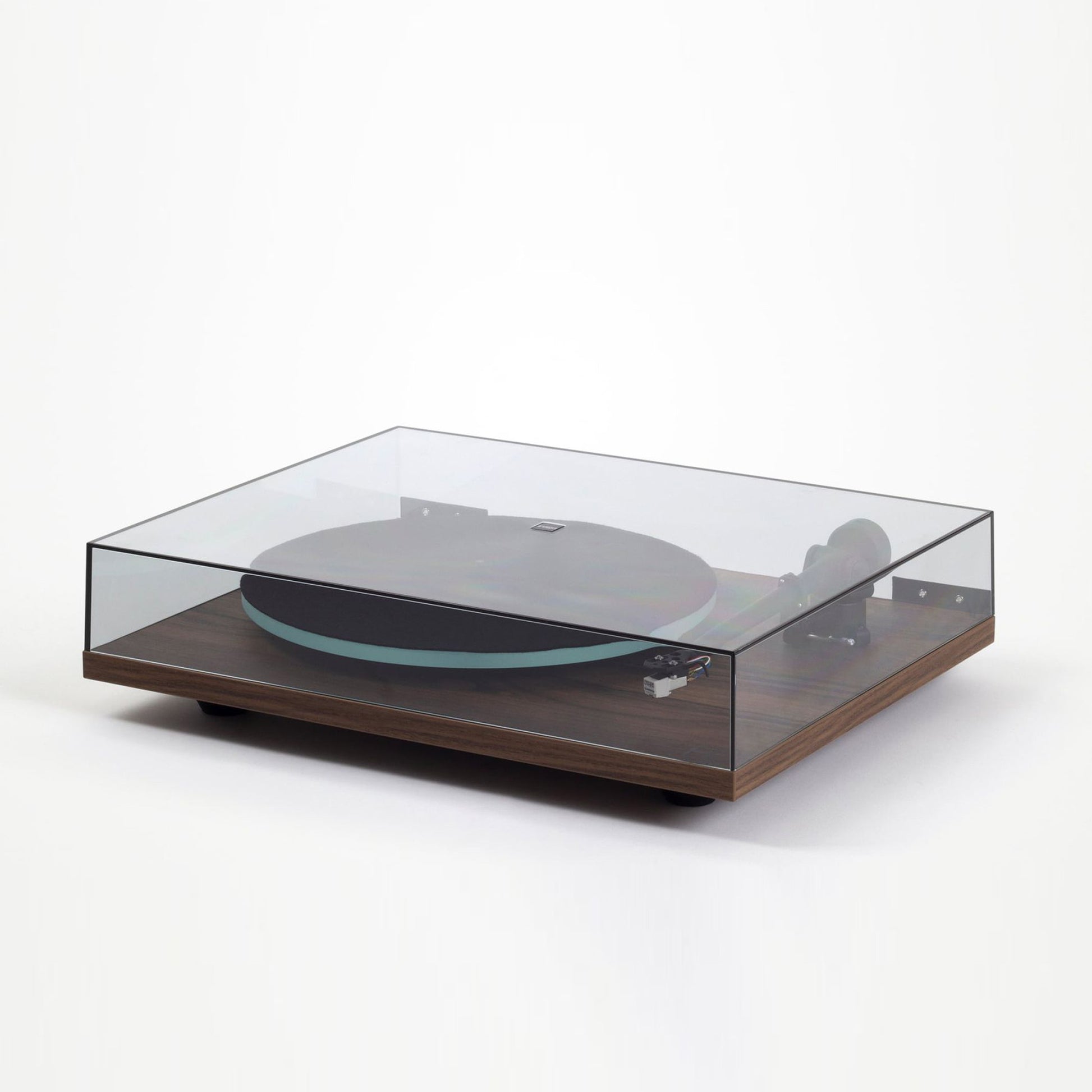 Turntable with glass cover on a white background