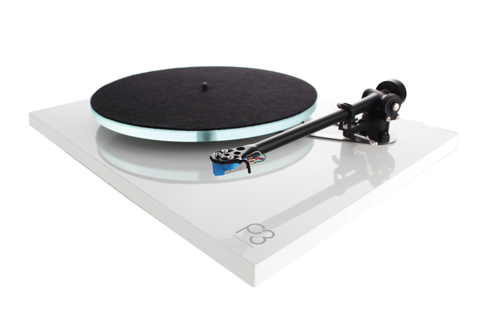 Rega Planar 3 Gloss White supplied without Cartridge (Shown with Optional Rega Elys 2 Moving Magnet Cartridge)