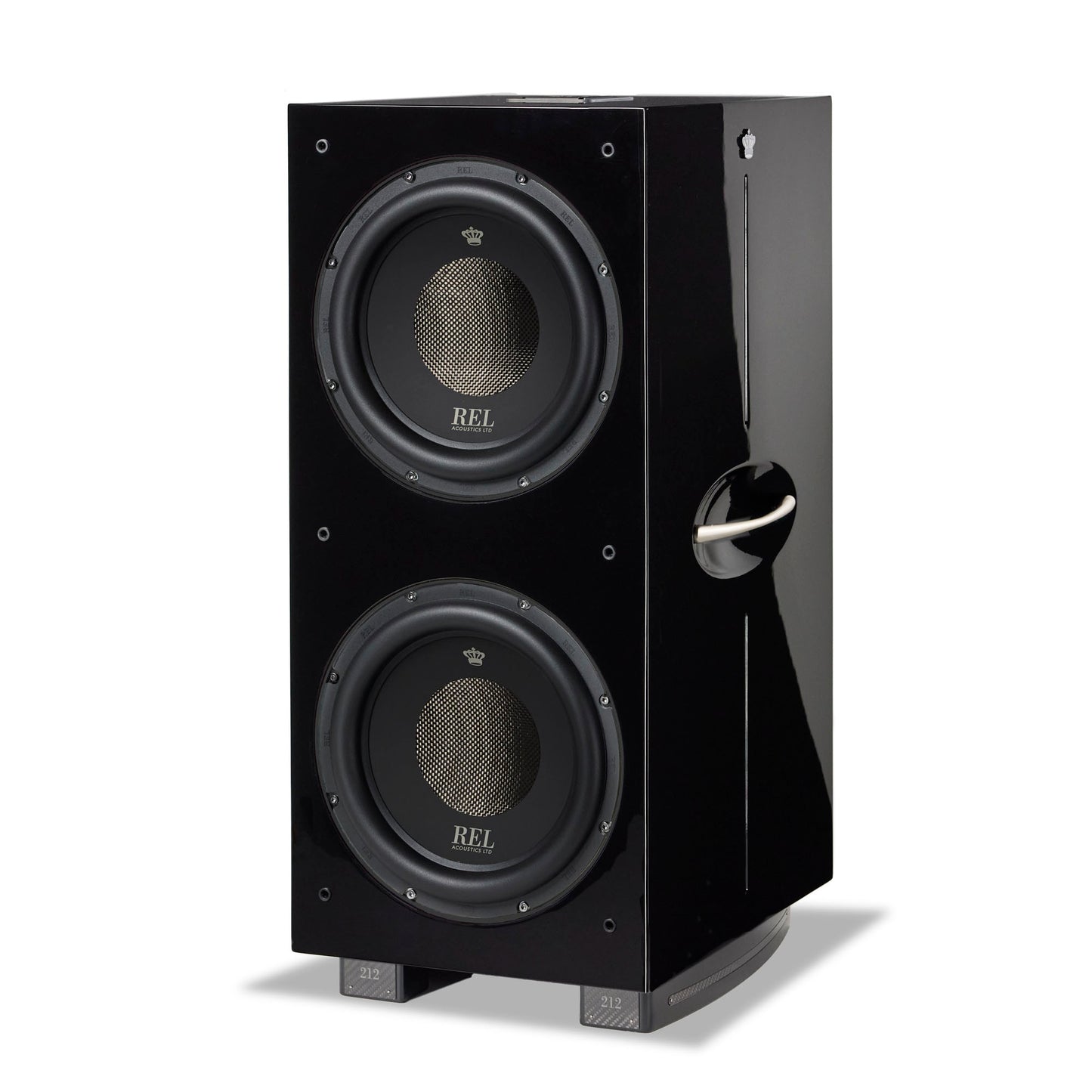 Angle view of REL 212 Black Label Subwoofer