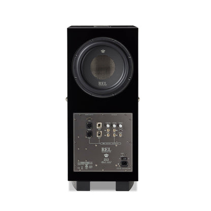 Rear view of REL 212 Black Label Subwoofer